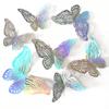 Favor Hollow Butterflies Decals 3D Butterfly Wall Stickers Metal Texture Colorful Mirror Paper