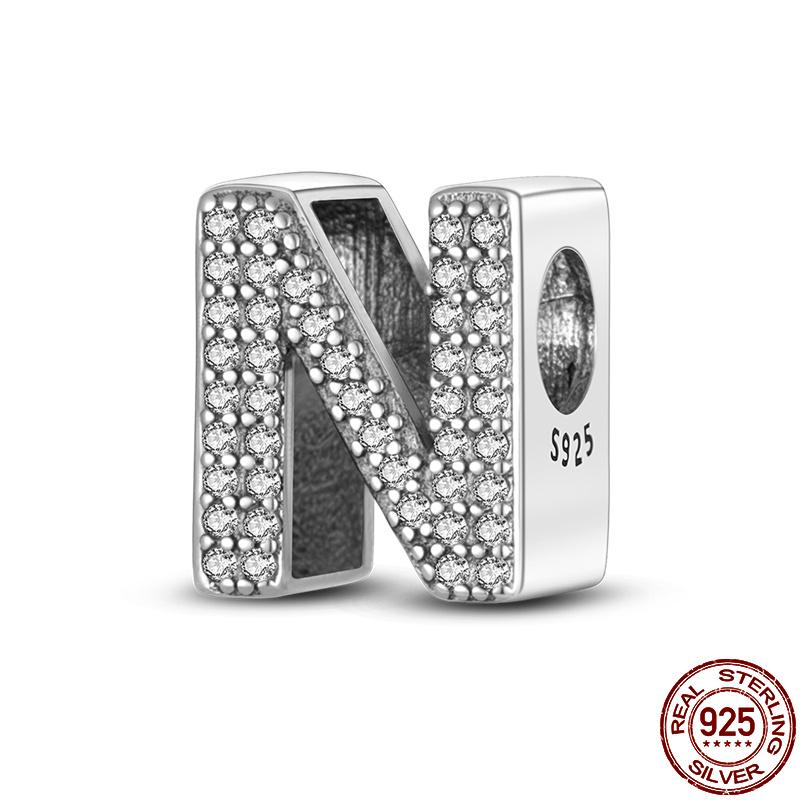 Silver 925 Charms Original Fit Original Bracele Silver Classic 26 Letters Beads Diy Charm For Women Jewelry