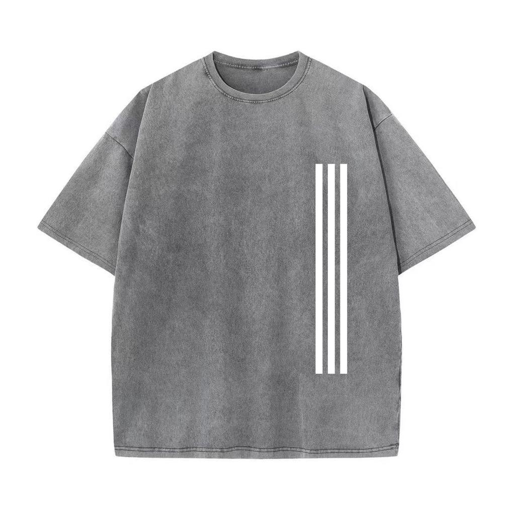 Ретро-стираемая винтажная футболка Высококачественные футболки Летняя свободная одежда с коротким рукавом Ретро-стираемая хлопковая свободная уличная одежда