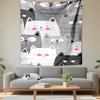 Cute cartoon gray white cats with pink cheeks Patterned tapestry for bedroom and living room home decor sofas