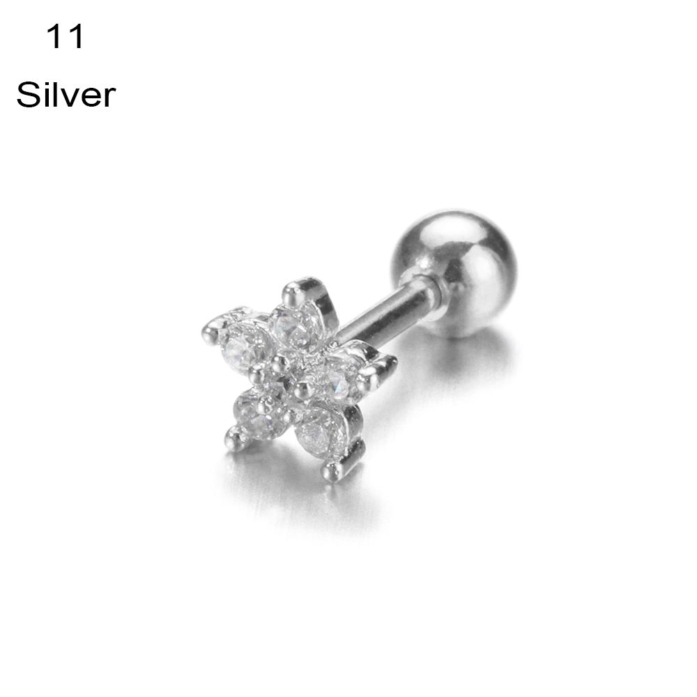 Украшения для тела Helix Tragus Star Moon Heart CZ Пирсинг ушей Серьги-гвоздики серебряного и золотого цвета