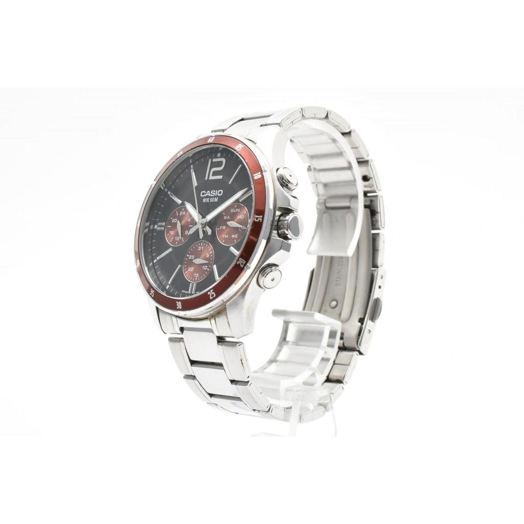Б/у Мужские кварцевые часы CASIO Casio Standard MTP-1374 Черный циферблат Многофункциональные День недели Дата Браслет из нержавеющей стали