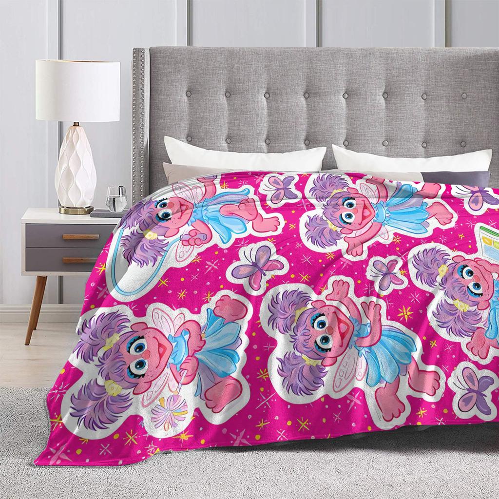 Pink Characters Sesames Streets Cartoon Warm Blanket  Picnic Plush Throw Blanket Fashion Flannel Bedspread Sofa Bed Cover
