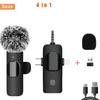Professional 4in1 Wireless Lavalier Microphone for iPhone Android 3.5mm for Live Recording Noise Cancelling Mini Microphon