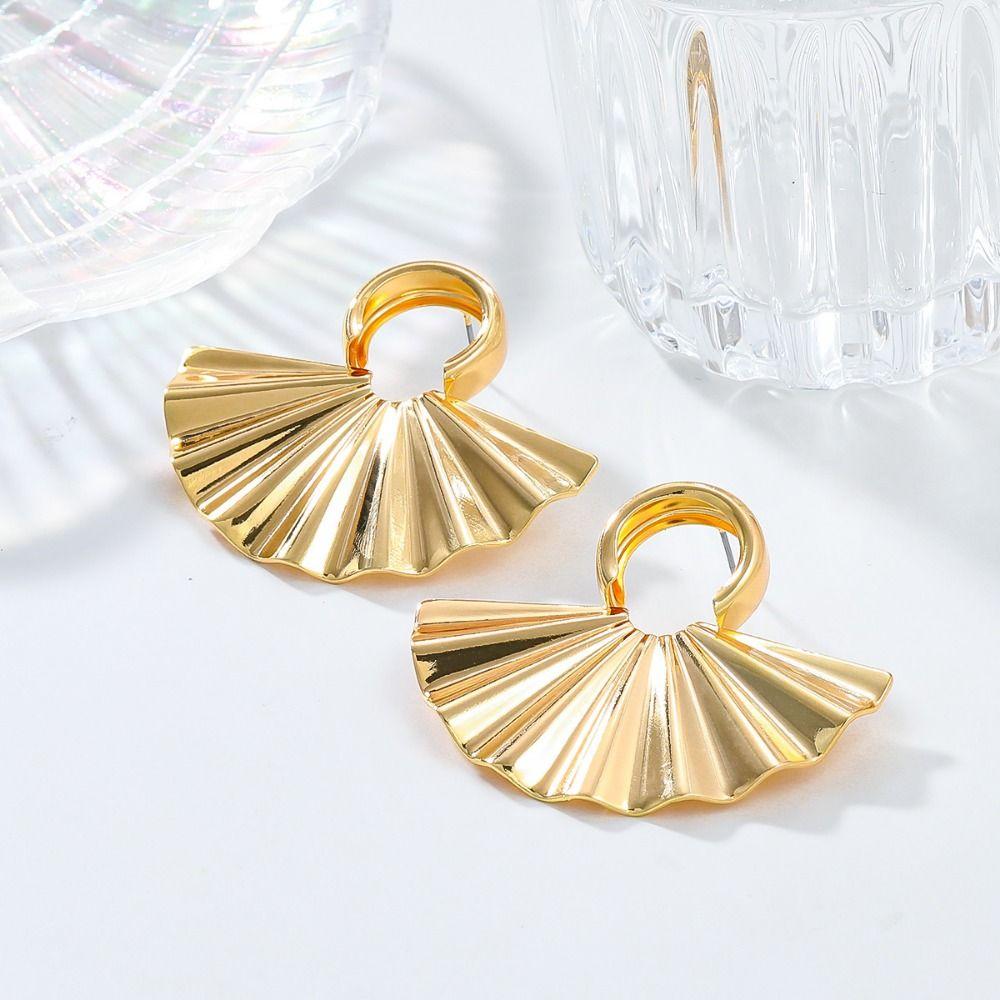 Трендовые веерообразные серьги-подвески Креативные металлические серьги-гвоздики в стиле панк-серьги для женщин