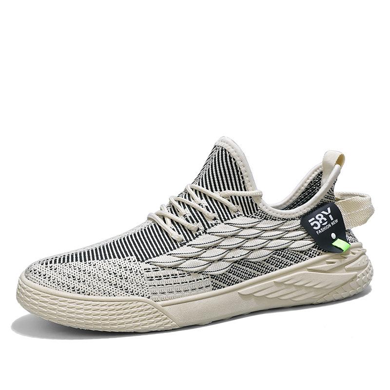 Flying woven men's shoes summer versatile mesh running breathable soft sole sports and leisure dad tide shoes 2024 new