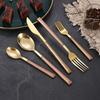 Stainless Steel Knife, Fork and Spoon Set, Household Western Tableware, Steak Knife Imitation Wood Grain Holder Set