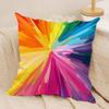 Rainbow Color Cushion Cover Soft Plush Fabric DoubleSided Printed Sofa Cushion Cover for All Seasons Home Decor Gift