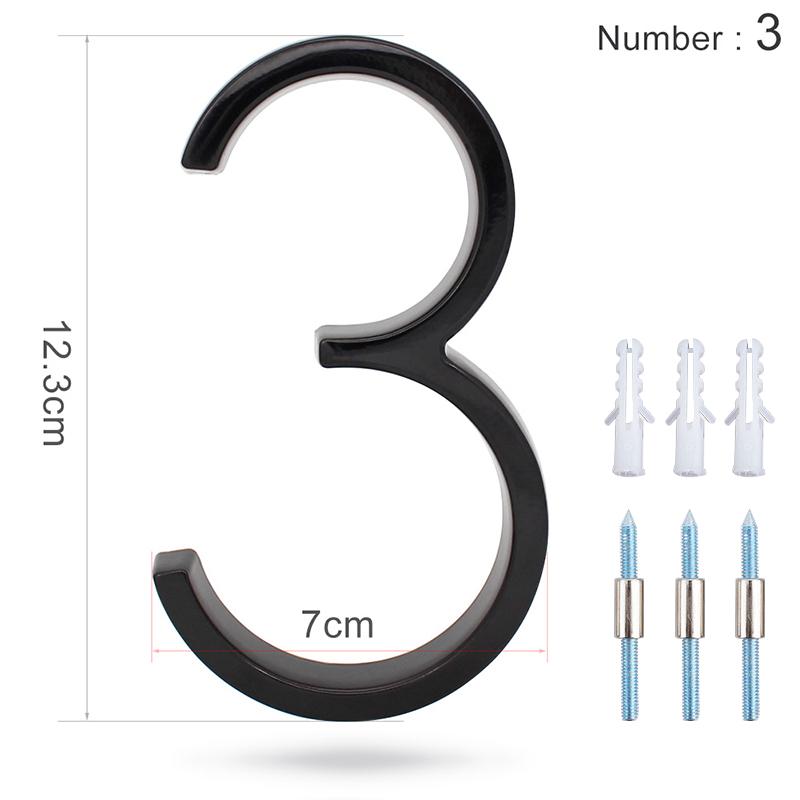 125 мм плавающий номер дома, современные буквы алфавита двери, дома на открытом воздухе 5 дюймов. Черные 3D цифры адрес дверные номерные таблички для стены