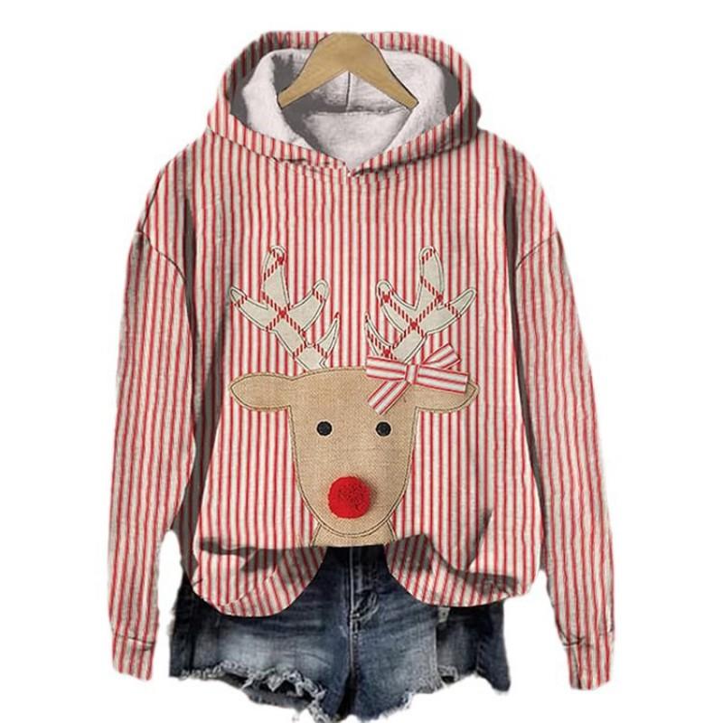 Womens 3D Animal Print Hooded Long Sleeve Sweatshirt Streetwear Casual Top
