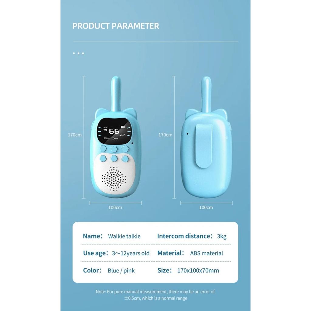 2 шт., детская рация, перезаряжаемая, 1000 мАч, портативная, 0,5 Вт, 3 км, радиоприемопередатчик, домофон для детей, игрушки, подарки на день рождения