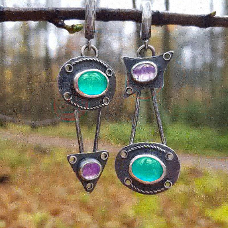 Стильные старинные длинные серьги с инкрустацией геометрической асимметрии, уникальные винтажные украшения