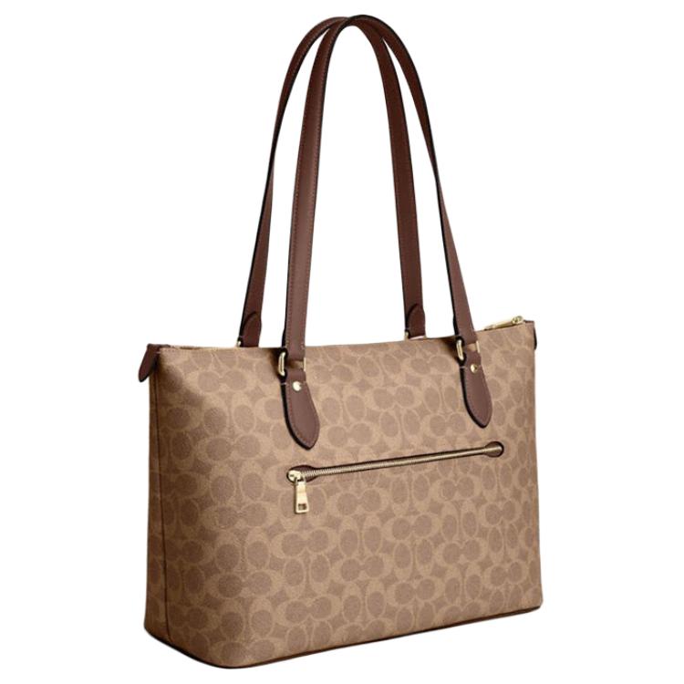 Coach Gallery 36 Monogram Zip Tote Bag Women Tote Bags Dark-Khaki CW381-IMXHE