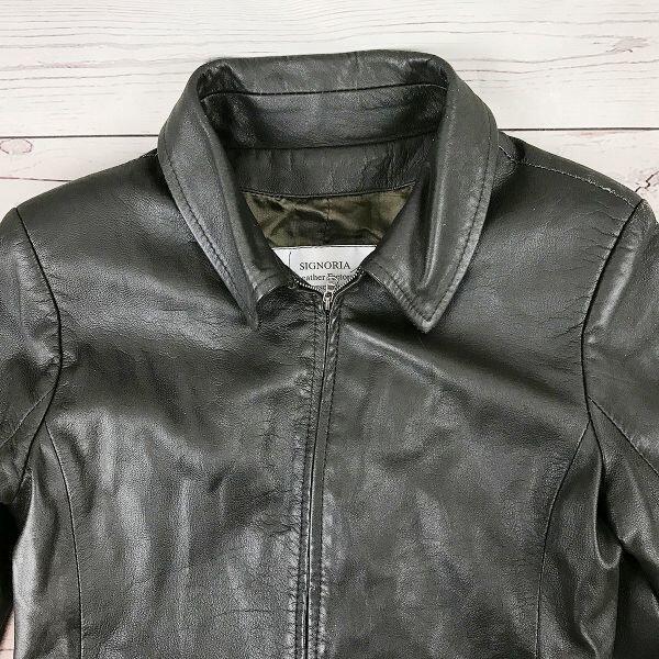 Италия SIGNORIA Кожаная куртка 46/XL Темно-серый Пальто косуха Осень/Зима(ИСПОЛЬЗОВАЛ)