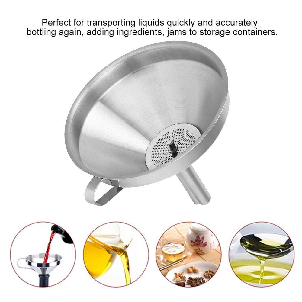 Detachable Strainer Filter Wide Mouth Funnel Silver Oil Funnel Liquid Transferring