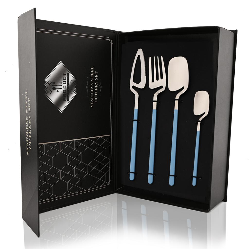 Набор столовых приборов из 24 предметов черного цвета, набор столовых приборов из нержавеющей стали 18/10, вилка, нож, ложка, набор столовых приборов, подарочная коробка, можно мыть в посудомоечной машине