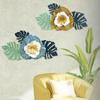 Charming Blue Iron Flower Decor Creative Wall Hanging. A Delightful Metal Decoration for Bedroom and Living Room the Background.