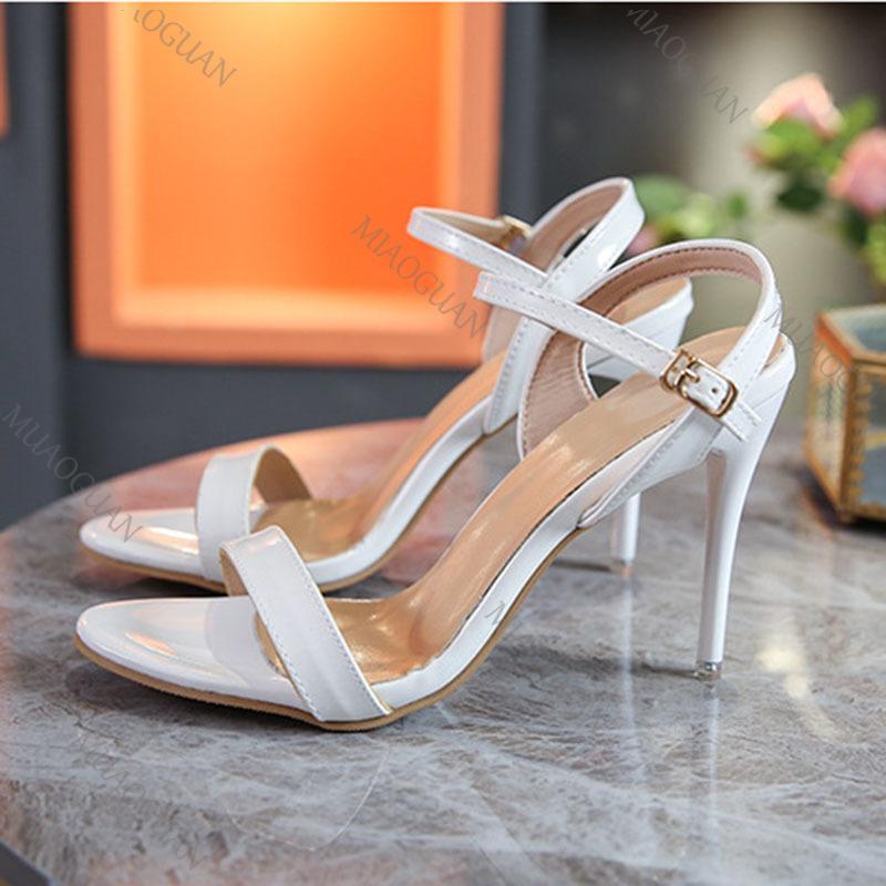 Fashion Summer Women's Heel Sandals Fashion Solid Peep Toe Ankle Buckle Shoes for Women Sexy 10cm Stiletto High-heeled Elegant Sandalias