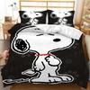 Snoopy Children's Microfibre Duvet Covers 3-Piece for Teenagers Adult Duvet Cover Cartoon Comics Bedding with Zip Gift Cover