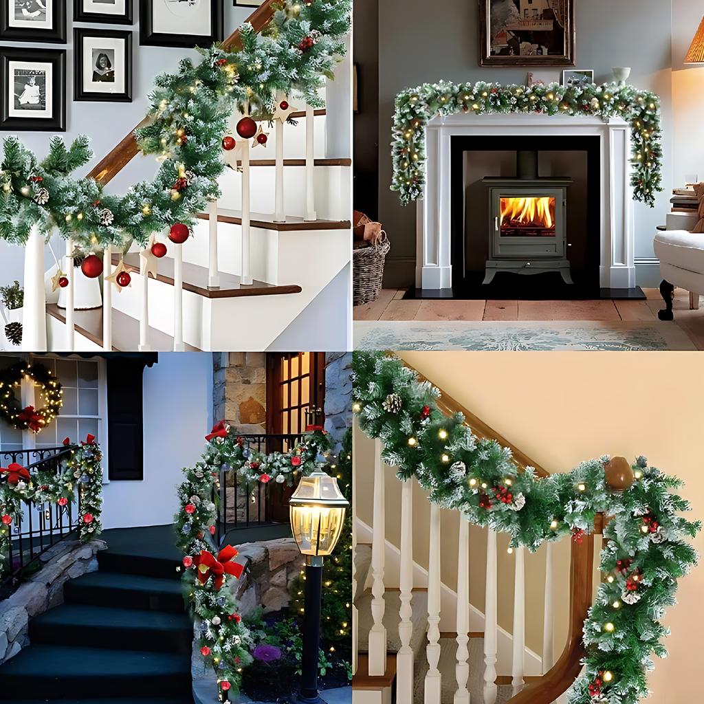 8.8FT Рождественская гирлянда с 50 светодиодами, работающая от батареек, искусственная рождественская подвесная гирлянда