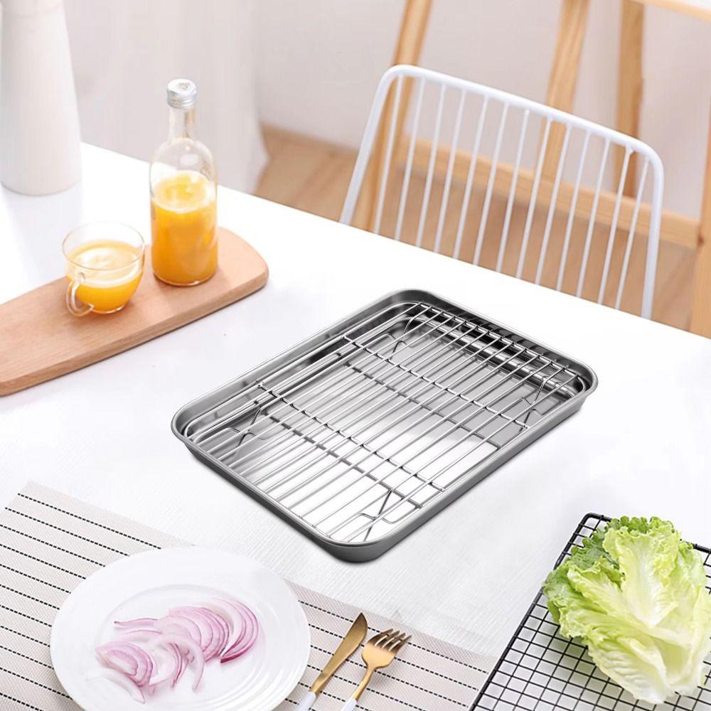Stainless Steel Food Cooling Tray Removable Steaming Cooling Racks Draining Oil Pan Oven Use