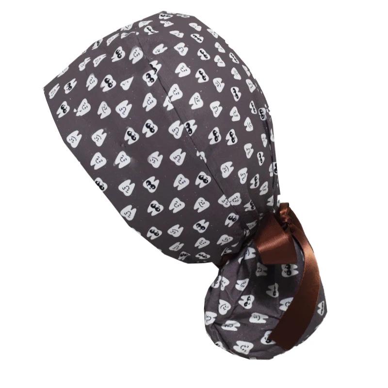 Хлопчатобумажный колпак с мультяшным принтом и сборками для женщин-врачей и медсестер