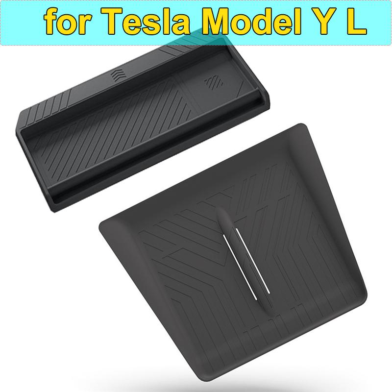 for Tesla Model Y L YL 2026 2025 Center Console Wireless Charging Pad Protect Mat Cover Dashboard Storage Tray ETC Phone Holder