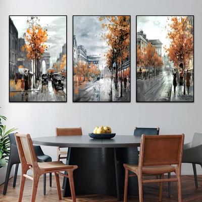 Vintage Abstract City Street Canvas Painting Landscape Poster For Living Room Bedroom Home Decor Wall Art Picture Frameless