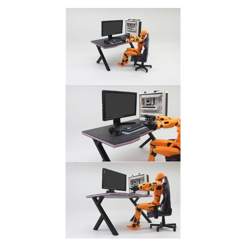 Compact Black Office Scene Model With Precise Proportions Ideal For Photography And DIY Projects