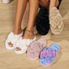 Fashion Women's Open Toe Slippers Fuzzy Fluffy House Slipper 2025 Autumn Winter Women Furry Slides Outdoor Soft Plush Faux Fur Shoes