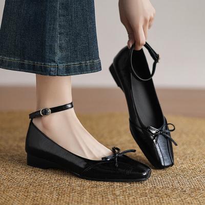 Новая женская модная одинарная обувь, повседневная, для четырех сезонов, женская обувь, кожаная обувь, низкий каблук, однотонная, резиновая мягкая подошва, закрывающая стопу