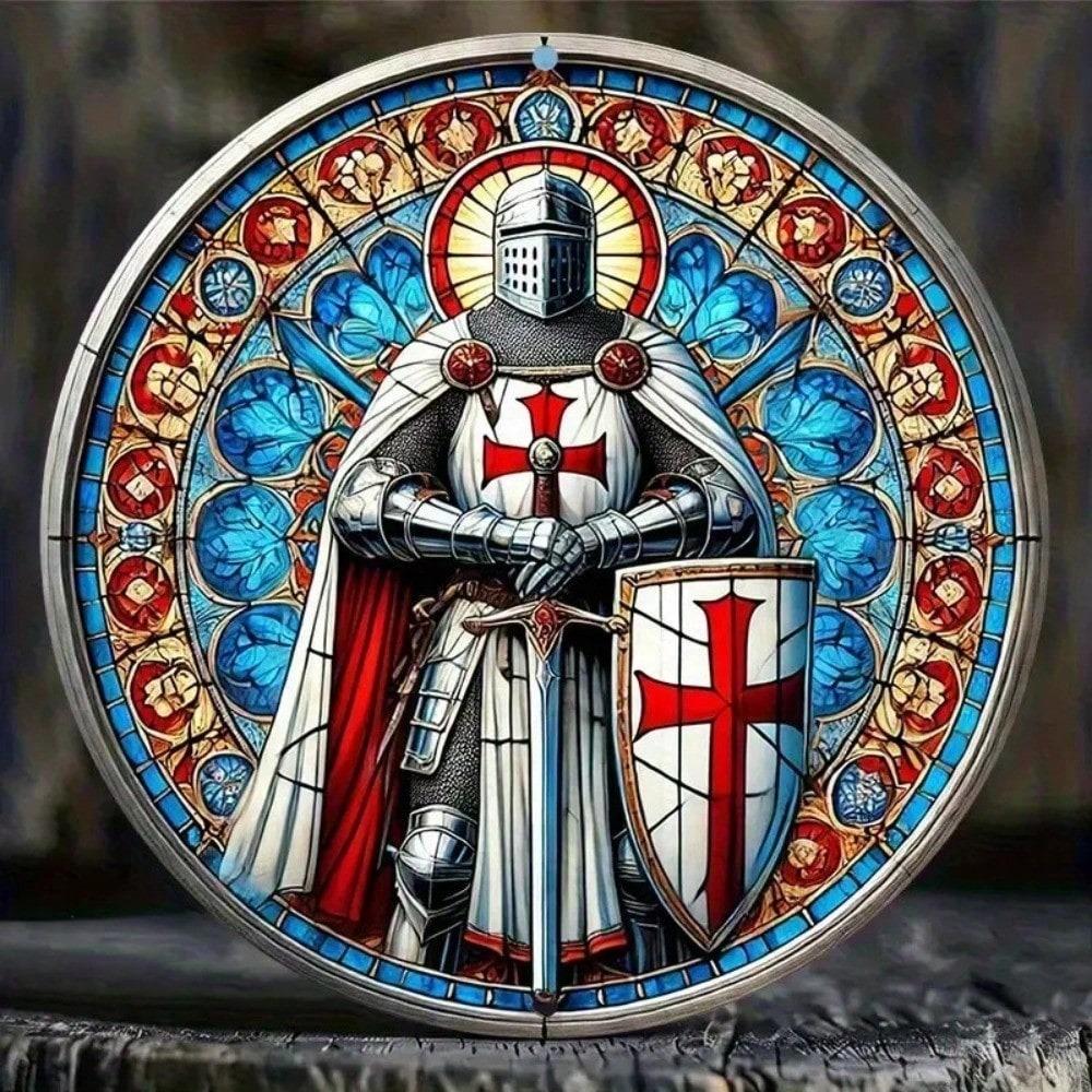 Стена Щитов Рыцаря-Тамплиера Знак Крестоносца Металлический Декор Красный Крест Алюминиевый Коллекционный Предмет для Мужчин