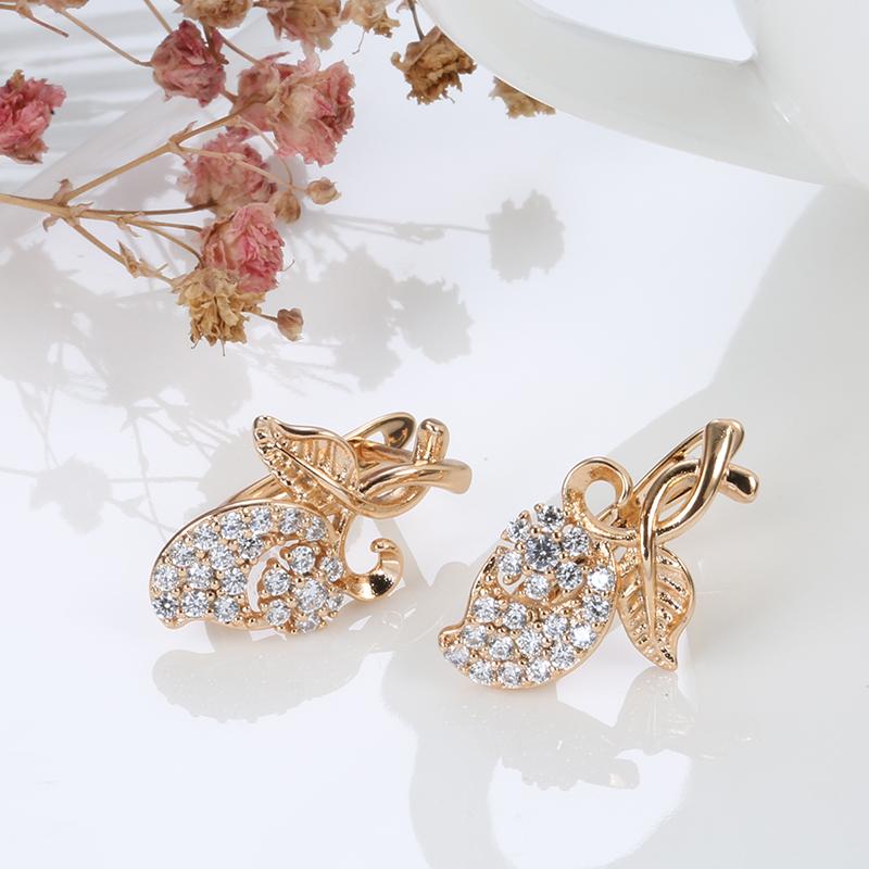 Модные серьги-фрукты золотого цвета Kinel для женщин с цирконом