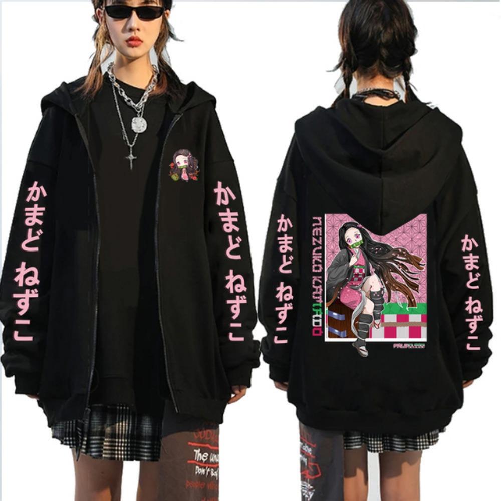 Kimetsu No Yaiba Kanroji Mitsuri аниме толстовки с капюшоном Kamado Nezuko толстовка на молнии Demon Slayer Kochou Shinobu куртки на молнии пальто
