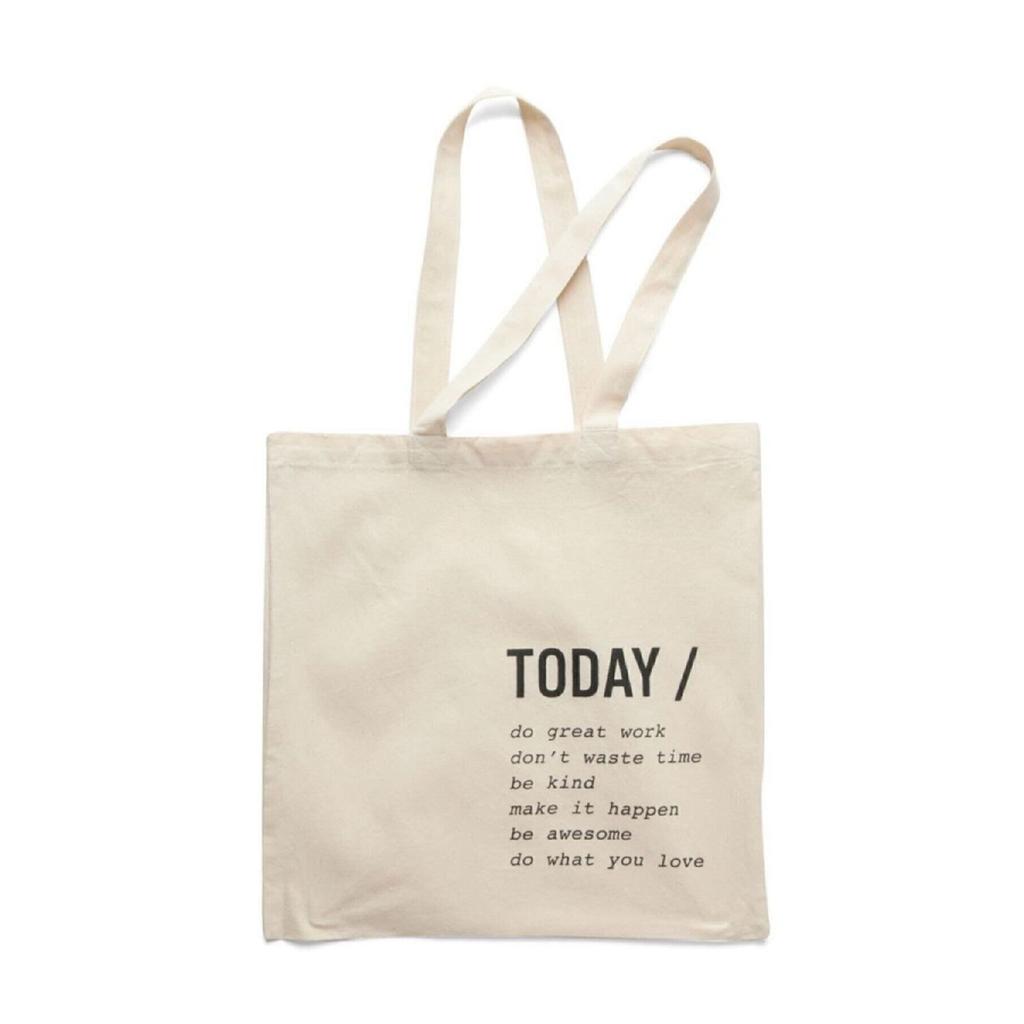 Сумка на плечо из необработанной ткани с принтом Today