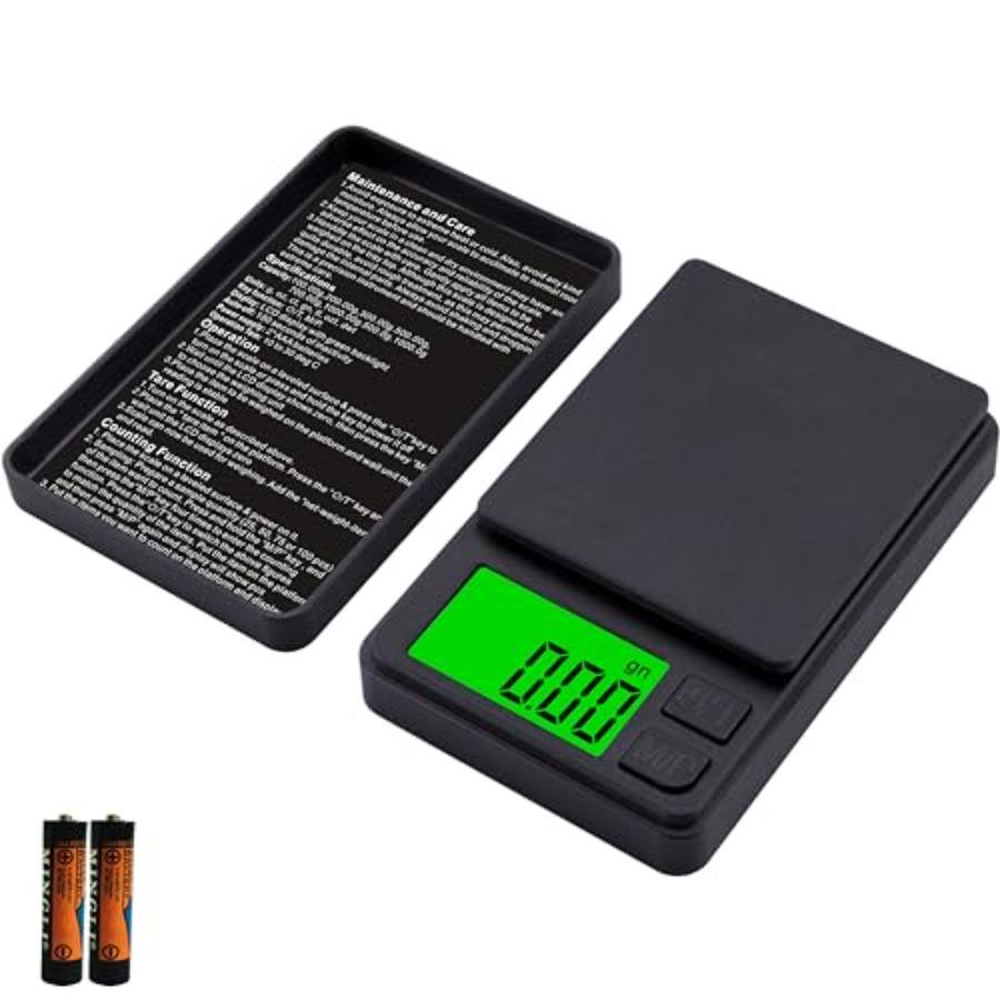 Цифровые карманные весы 1000 г x 0,01 г Весы граммовые Мини-весы с ЖК-дисплеем с подсветкой 7 единиц Тара Батарея в комплекте Черные для кухни