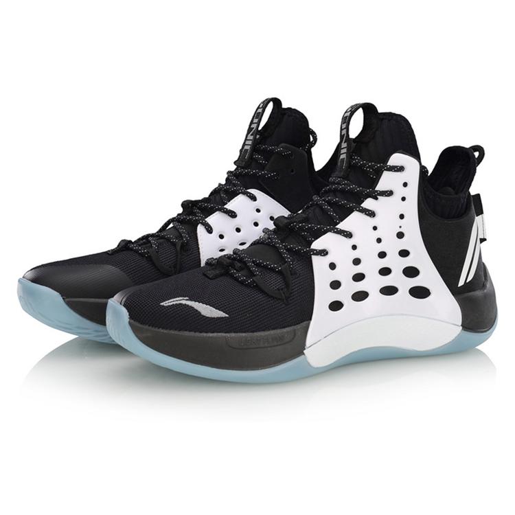 Li Ning SONIC 7 Ткань износостойкая дышащая средняя высота Баскетбольные кроссовки Мужские Черный Белый ABAP019-1