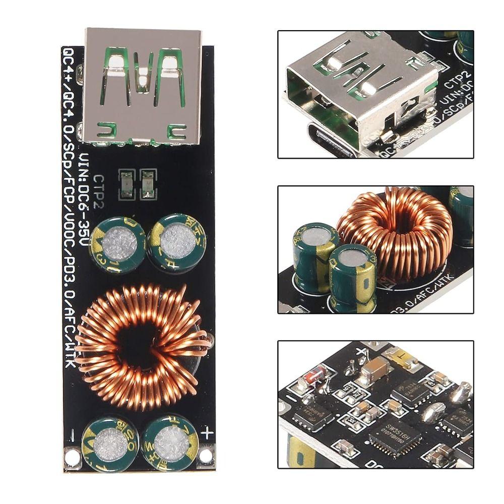 60W 6-35V Fast Charging Module USB Type C Quick Charge Adapter Step-Down Power Module  Mobile Phone