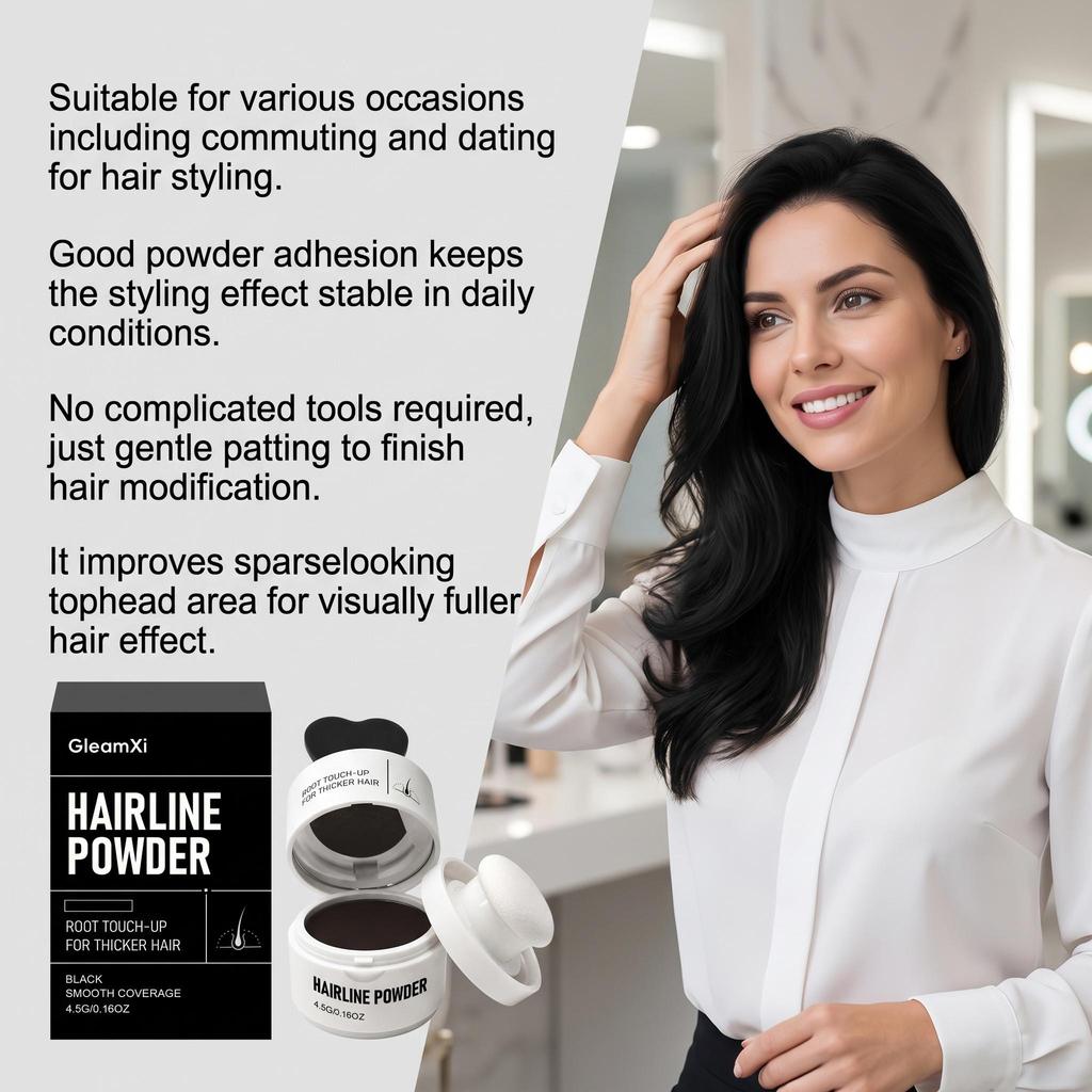 Hairline Shaping Powder (Black) Shaping Hair Folds, Concealing Scalp, Fine, Comfortable, Portable Shaping Powder