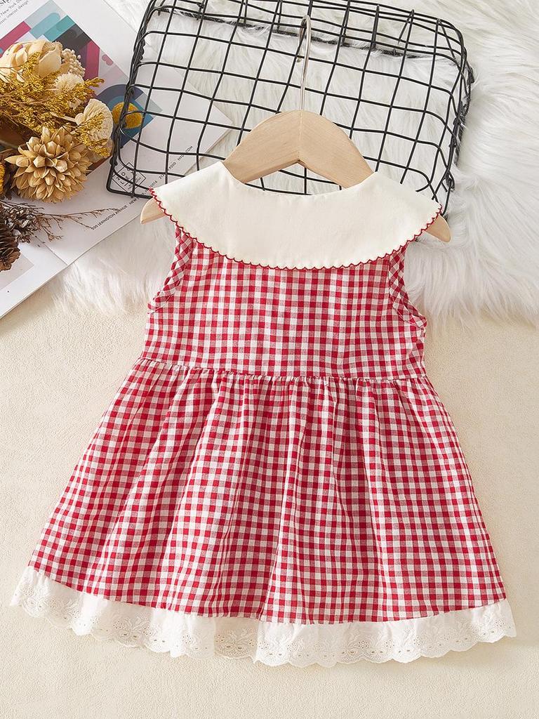 Летнее платье для девочек темно-синего цвета с вышивкой вишен на воротнике – Принцесса в стиле колледжа