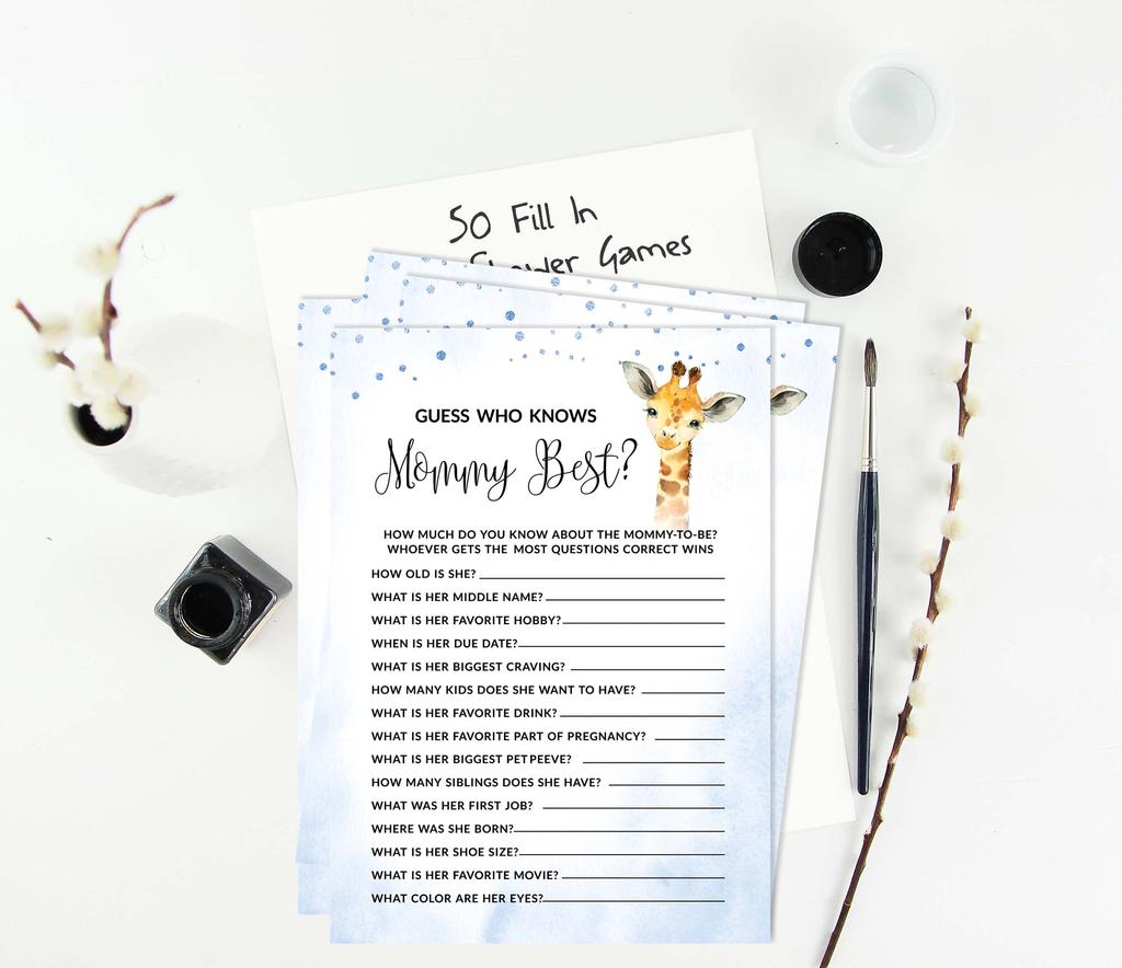 Inkdotpot Игровой набор для детского душа из 50 игр BabyA AlphabetA ABCA Game Giraffe Jungle Animals Party