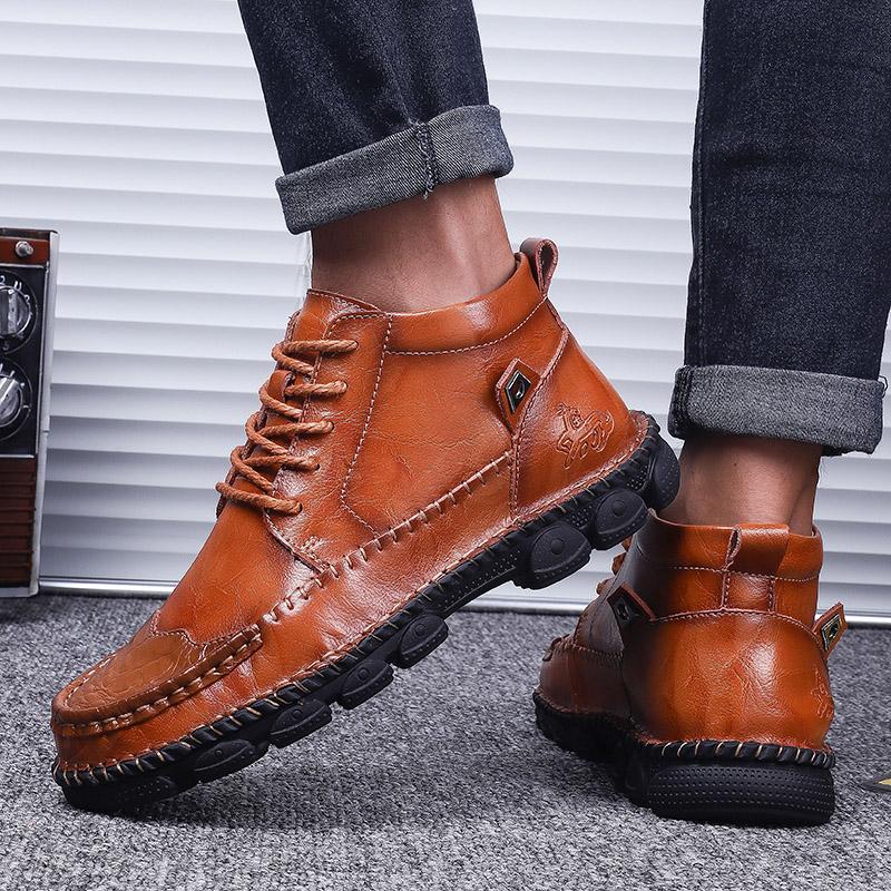 Мужские ботинки ручной работы из натуральной кожи, удобные ботильоны для мужчин, повседневная обувь, уличные ботинки