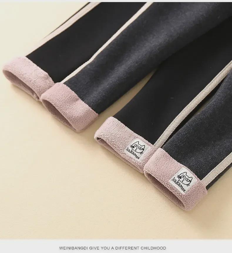 Зимние леггинсы для девочек из плотного бархата - теплые цельные брюки для детей