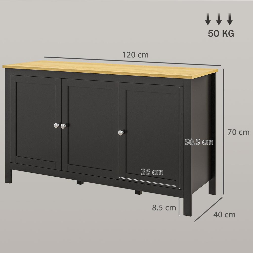 Sideboard Buffet Cabinet With Doors And Adjustable Shelves For Living Room Entryway Black And Natural