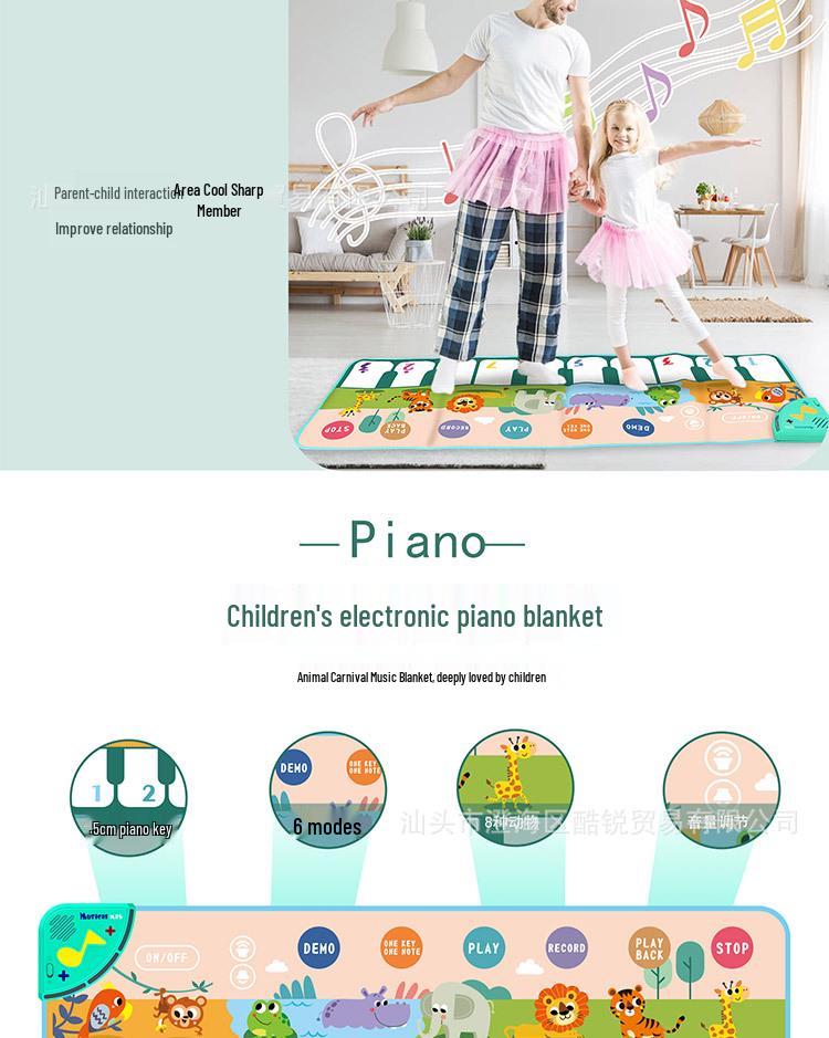 Детский напольный музыкальный коврик-пианино - Развивающий многофункциональный коврик для ползания и игр для детей