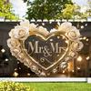 1 шт. Свадебный фон Mr&Mrs с белыми розами и золотыми сердцами, настенный декор для фотосъемки, вечеринки, плаката на день рождения, годовщину для улицы и помещения