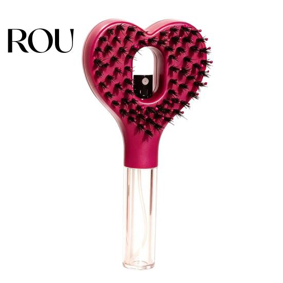 Water Spray Hairbrush Heart Shape Hair Brush, Frizz Control Scalp Massage 55ML Refillable Misting Brush for Dry, Flyaway & Tangled Long Detangler