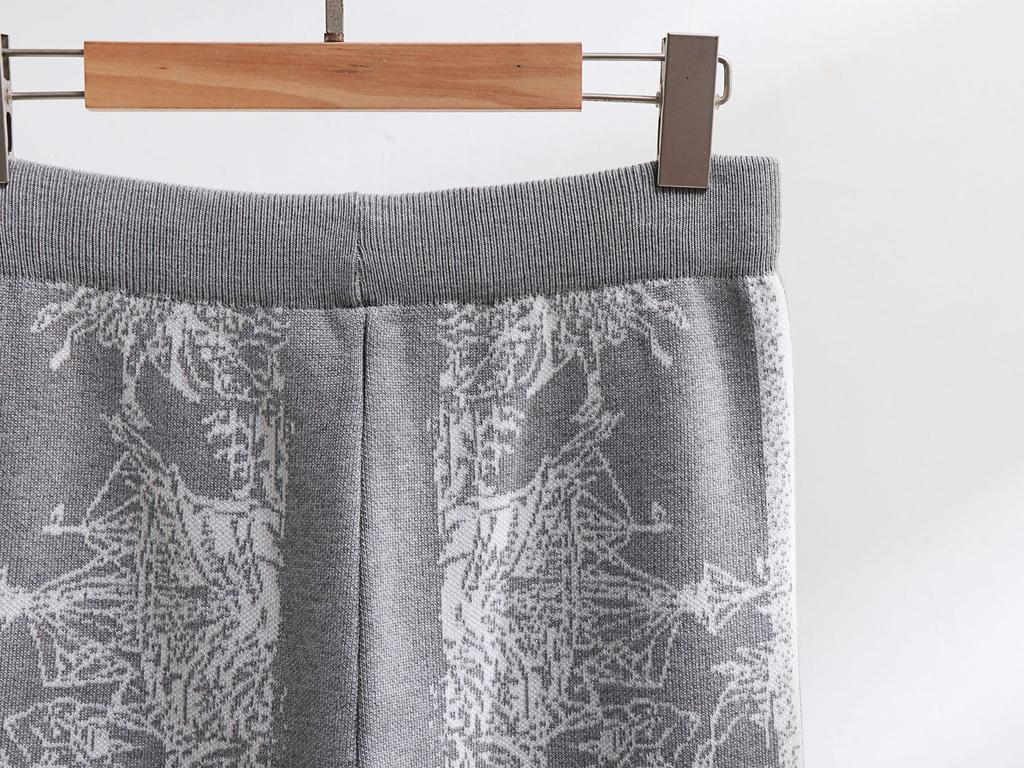 Женский осенне-зимний винтажный парусный джунгли жаккардовый трикотажный комплект из двух частей, широкие брюки, утолщенный теплый свитер, спортивный костюм