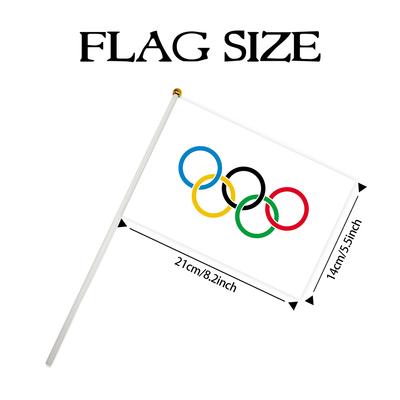 Новые 20 шт. Высококачественный полиэстер 14*21 см Ручные мини-флаги с олимпийскими кольцами