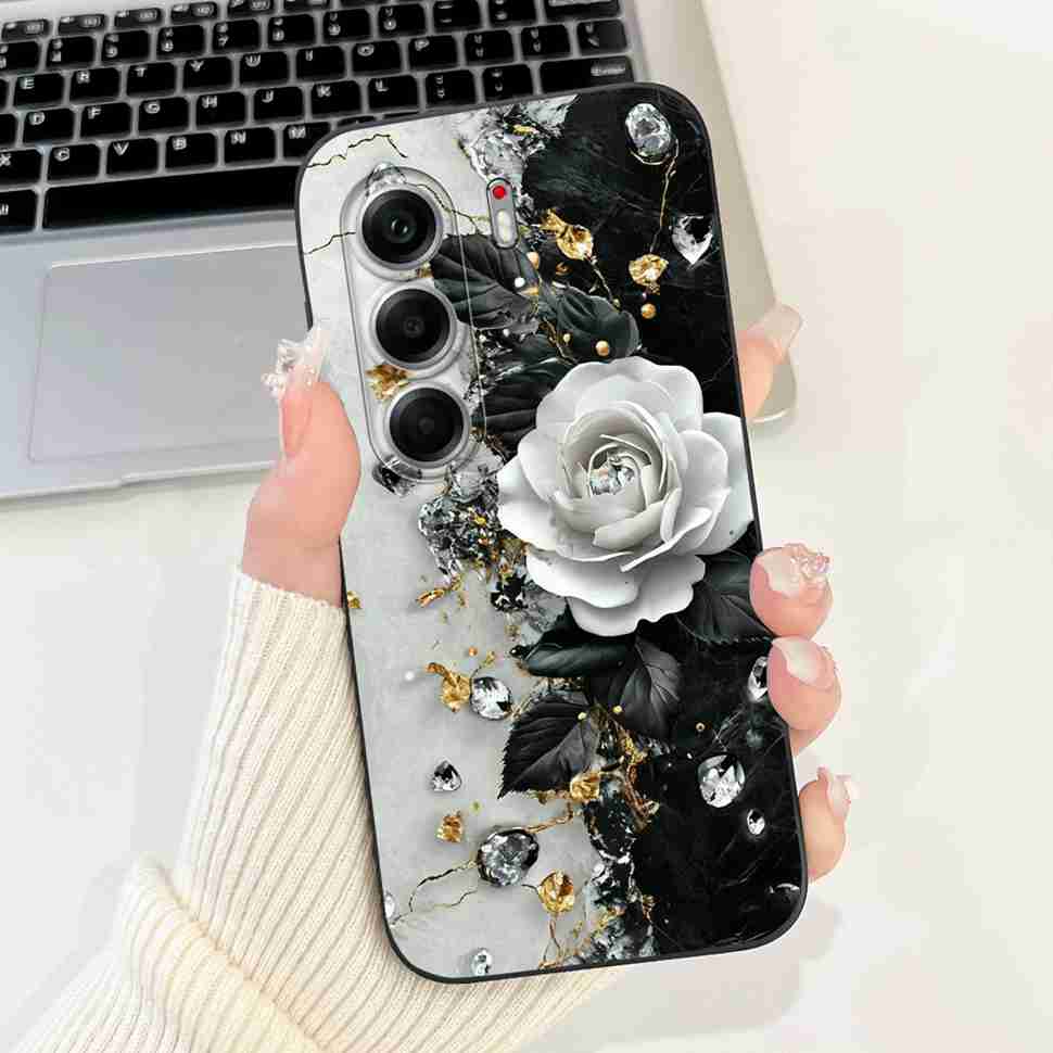 For Tecno Camon 40 Pro 5G Case Fashion Flower Cute Rabbit Soft Silicone Cover For Tecno Camon 40Pro 5G 6.78" Bumper Phone Cases